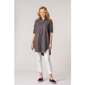 Koszula damska flanelowa oversize średnia długość LILLY BORDO