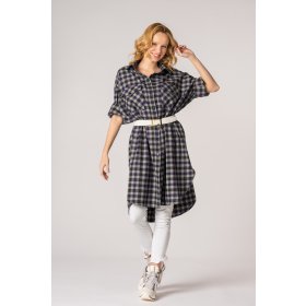 Koszula damska flanelowa oversize długa VALENTINA FIOLET