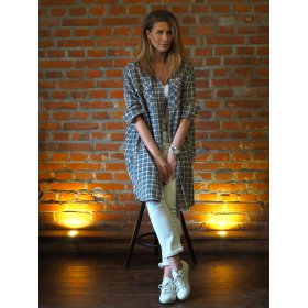 Koszula damska flanelowa oversize długa VALENTINA BURBERRY