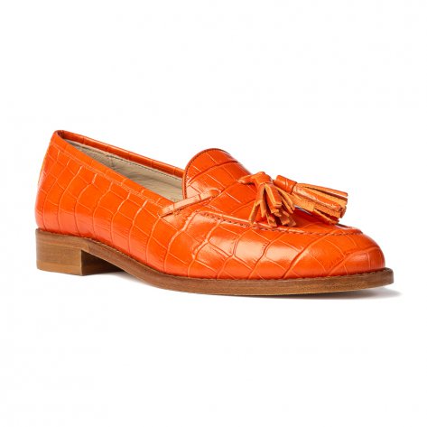 Pomarańczowe tassel loafer Cavaccino z chwostami 