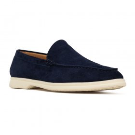 Cavaccino mokasyny damskie w stylu belgian loafers z zamszu navy