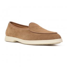 Buty damskie w stylu belgian loafers,zamsz, taupe