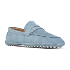 Cavaccino damskie driving shoes z zamszu błękitne